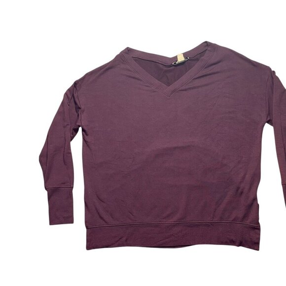 Athleta Coaster Luxe V Neck Pullover Sweatshirt Spiced Cabernet Size XL - Picture 6 of 8